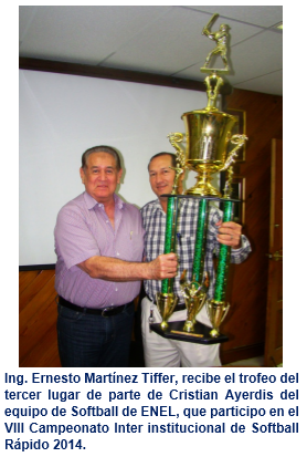 ENEL gana tercer lugar en el VIII Campeonato Inter institucional de Softball Rápido 2014